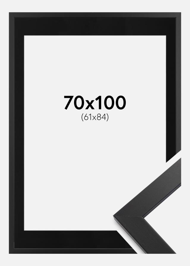 Ram med passepartou Fotolijst Black Wood 70x100 cm - Passe-partout Zwart 62x85 cm