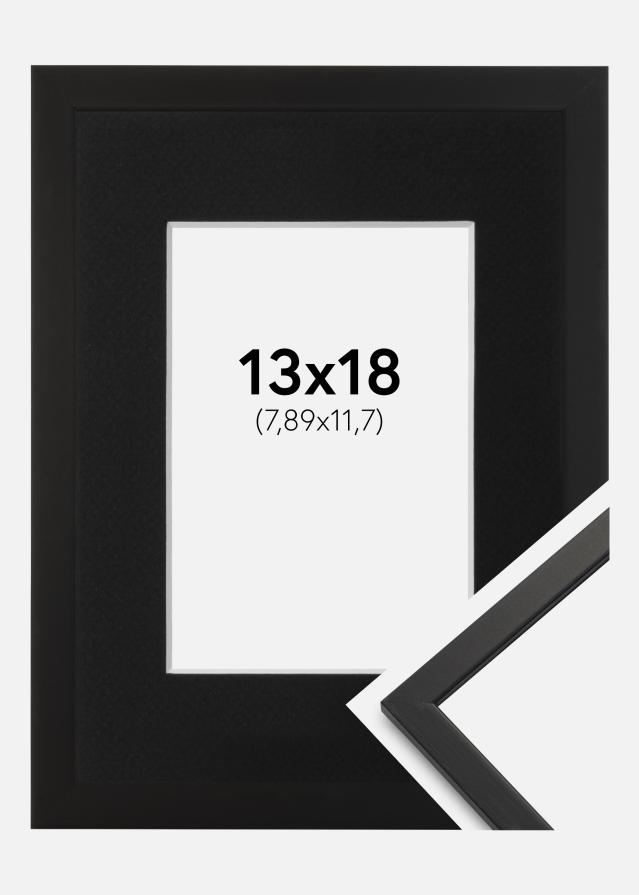 Ram med passepartou Fotolijst Edsbyn Zwart 13x18 cm - Passe-partout Zwart 3,5x5 inches