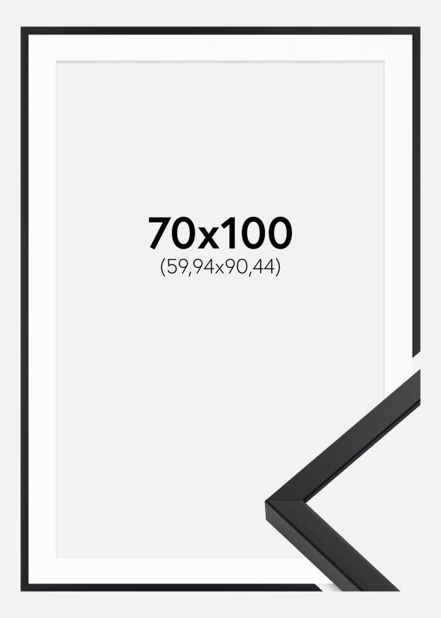 Ram med passepartou Fotolijst E-Line Wide Zwart 70x100 cm - Passe-partout Wit 24x36 inches
