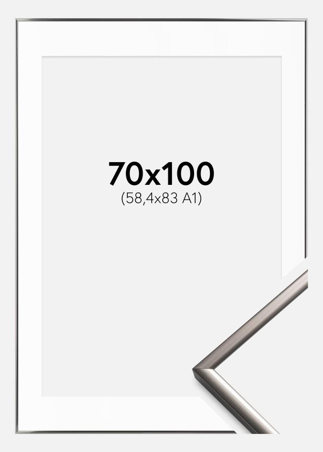Ram med passepartou Fotolijst New Lifestyle Staal 70x100 cm - Passe-partout Wit 59,4x84 cm (A1)