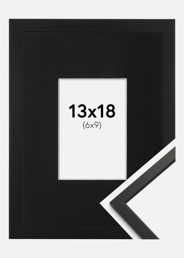 Ram med passepartou Fotolijst Edsbyn Zwart 13x18 cm - Passe-partout Zwart 7x10 cm
