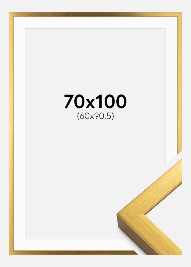 Ram med passepartou Fotolijst Falun Goud 70x100 cm - Passe-partout Wit 61x91,5 cm