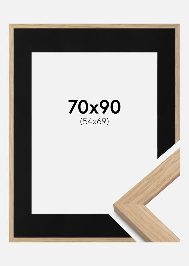 Ram med passepartou Fotolijst Oak Wood 70x90 cm - Passe-partout Zwart 55x70 cm