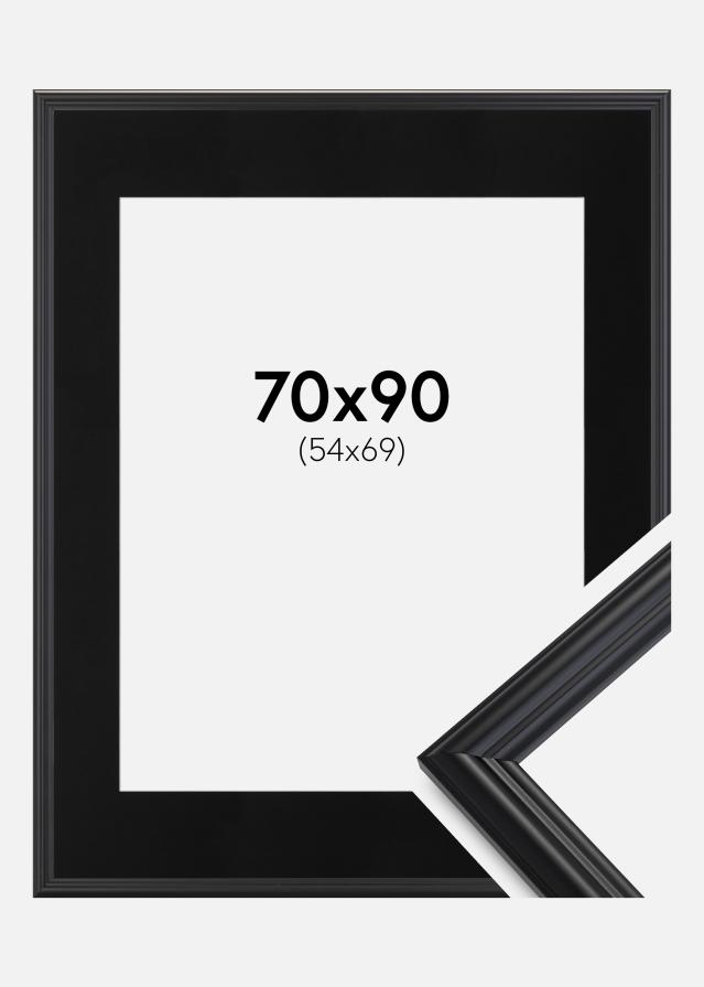 Ram med passepartou Fotolijst Siljan Zwart 70x90 cm - Passe-partout Zwart 55x70 cm
