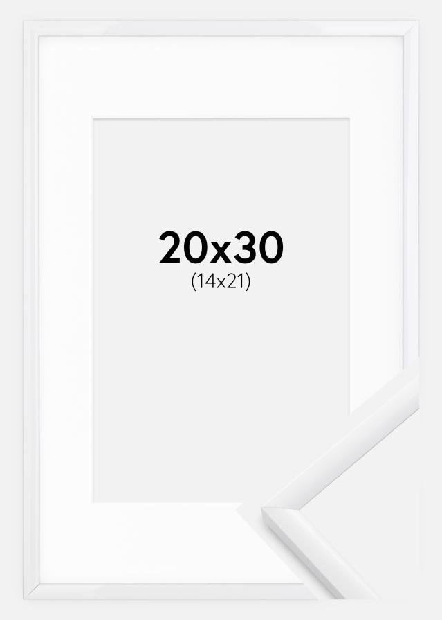 Ram med passepartou Fotolijst New Lifestyle Wit 20x30 cm - Passe-partout Wit 15x22 cm