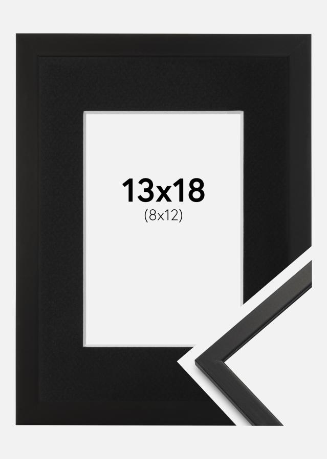 Ram med passepartou Fotolijst Edsbyn Zwart 13x18 cm - Passe-partout Zwart 9x13 cm