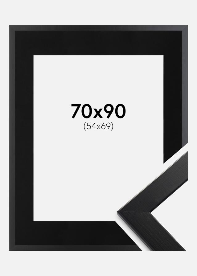 Ram med passepartou Fotolijst Trendline Zwart 70x90 cm - Passe-partout Zwart 55x70 cm
