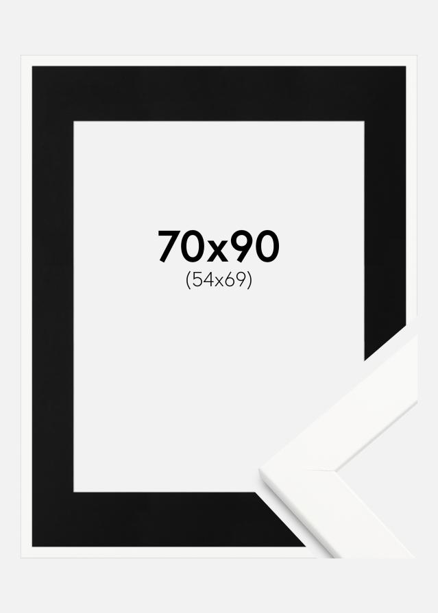 Ram med passepartou Fotolijst Trendline Wit 70x90 cm - Passe-partout Zwart 55x70 cm