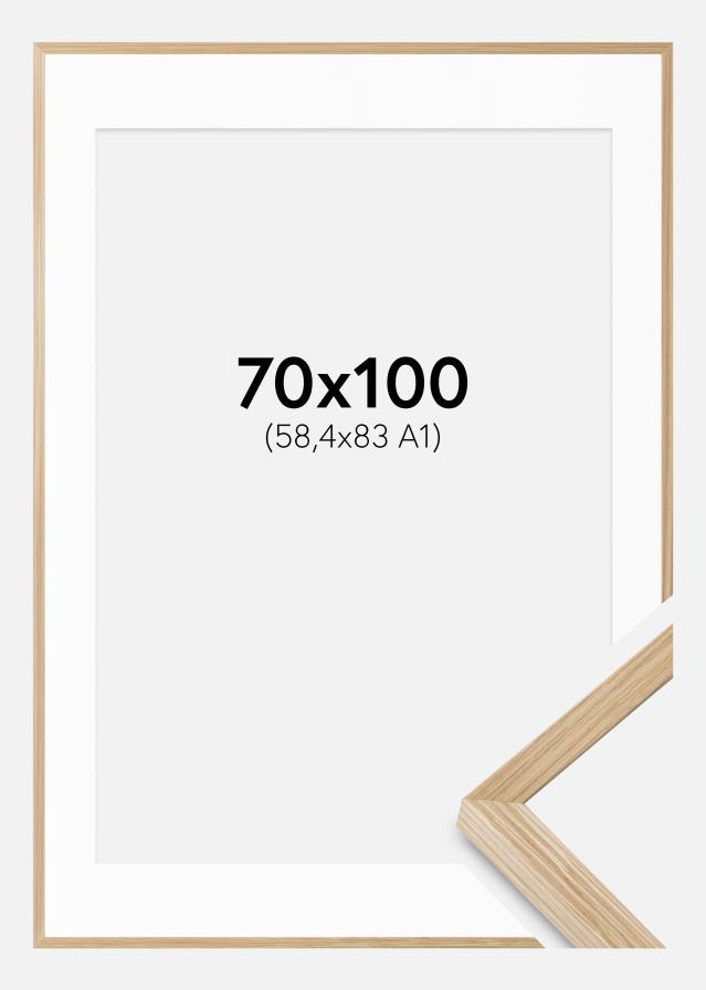 Ram med passepartou Fotolijst Soul Oak Veneer 70x100 cm - Passe-partout Wit 59,4x84 cm (A1)