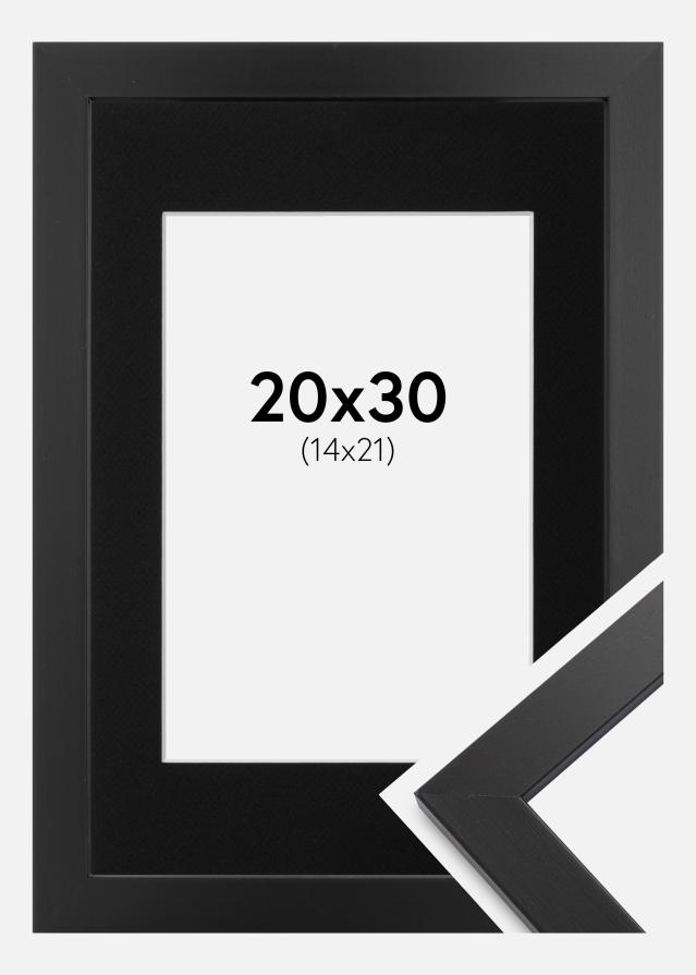 Ram med passepartou Fotolijst Black Wood 20x30 cm - Passe-partout Zwart 15x22 cm