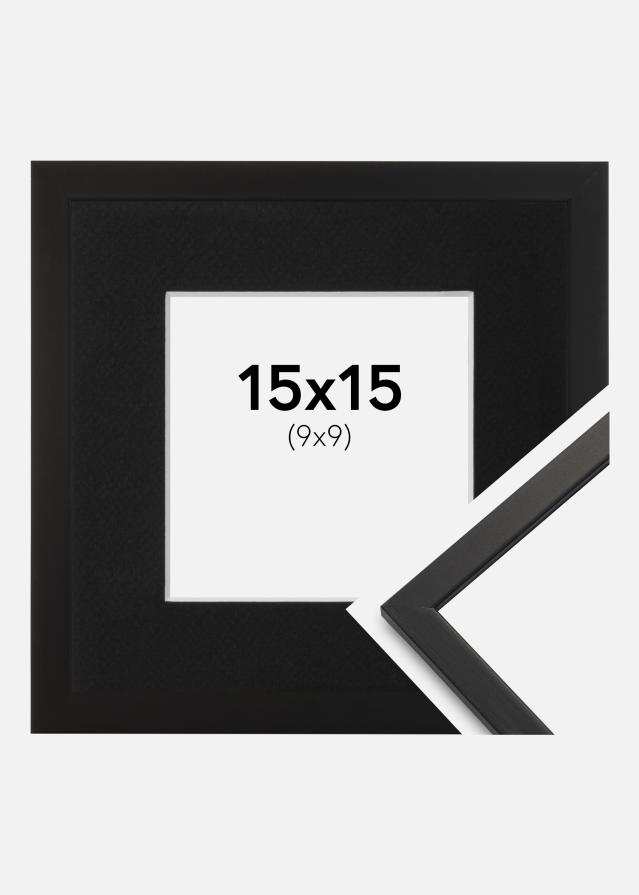 Ram med passepartou Fotolijst Edsbyn Zwart 15x15 cm - Passe-partout Zwart 10x10 cm