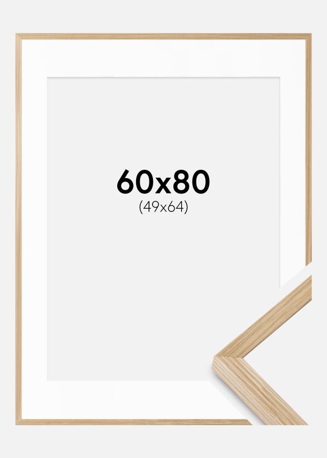 Ram med passepartou Fotolijst Soul Oak Veneer 60x80 cm - Passe-partout Wit 50x65 cm