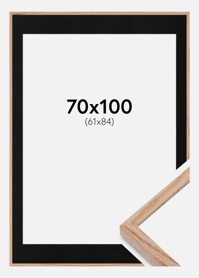 Ram med passepartou Fotolijst E-Line Eiken 70x100 cm - Passe-partout Zwart 62x85 cm
