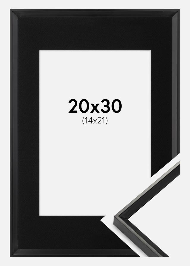 Ram med passepartou Fotolijst Desire Zwart 20x30 cm - Passe-partout Zwart 15x22 cm