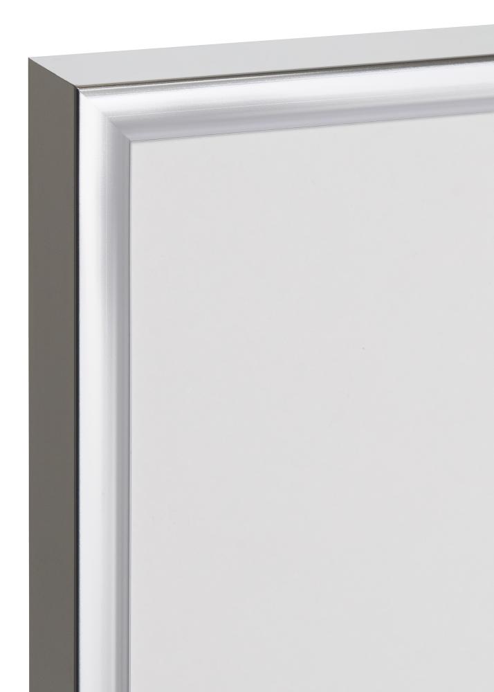 Ram med passepartou Fotolijst Poster Frame Aluminium Zilver 70x100 cm - Passe-partout Zwart 60x90 cm