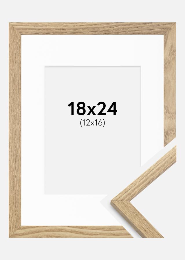 Ram med passepartou Fotolijst Trendy Eiken 18x24 cm - Passe-partout Wit 13x17 cm