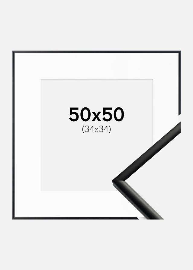 Ram med passepartou Fotolijst New Lifestyle Mat Zwart 50x50 cm - Passe-partout Wit 35x35 cm