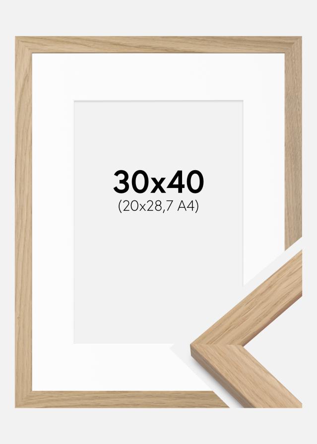 Ram med passepartou Fotolijst Oak Wood 30x40 cm - Passe-partout Wit 21x29,7 cm (A4)