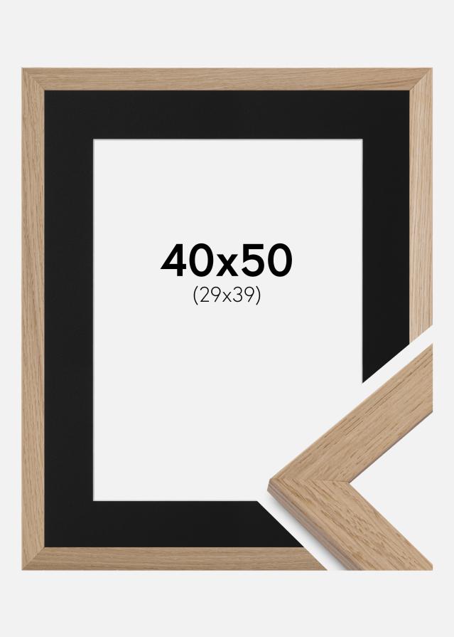 Ram med passepartou Fotolijst Trendline Eiken 40x50 cm - Passe-partout Zwart 30x40 cm