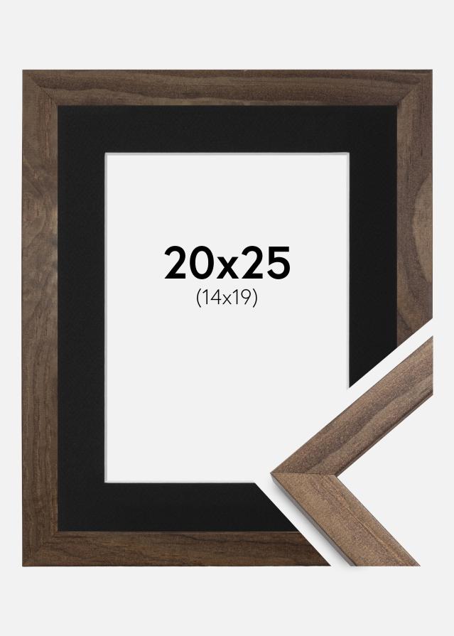 Ram med passepartou Fotolijst Stilren Walnoot 20x25 cm - Passe-partout Zwart 15x20 cm