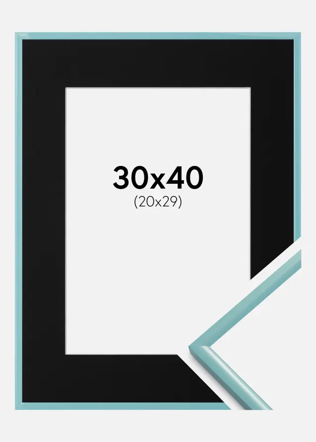 Ram med passepartou Fotolijst New Lifestyle Turquoise 30x40 cm - Passe-partout Zwart 21x30 cm