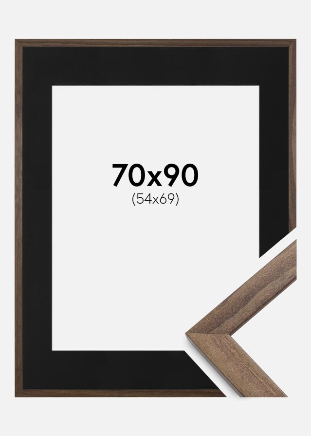 Ram med passepartou Fotolijst Stilren Walnoot 70x90 cm - Passe-partout Zwart 55x70 cm