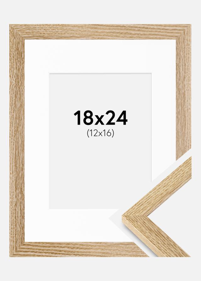 Ram med passepartou Fotolijst Selection Eiken 18x24 cm - Passe-partout Wit 13x17 cm