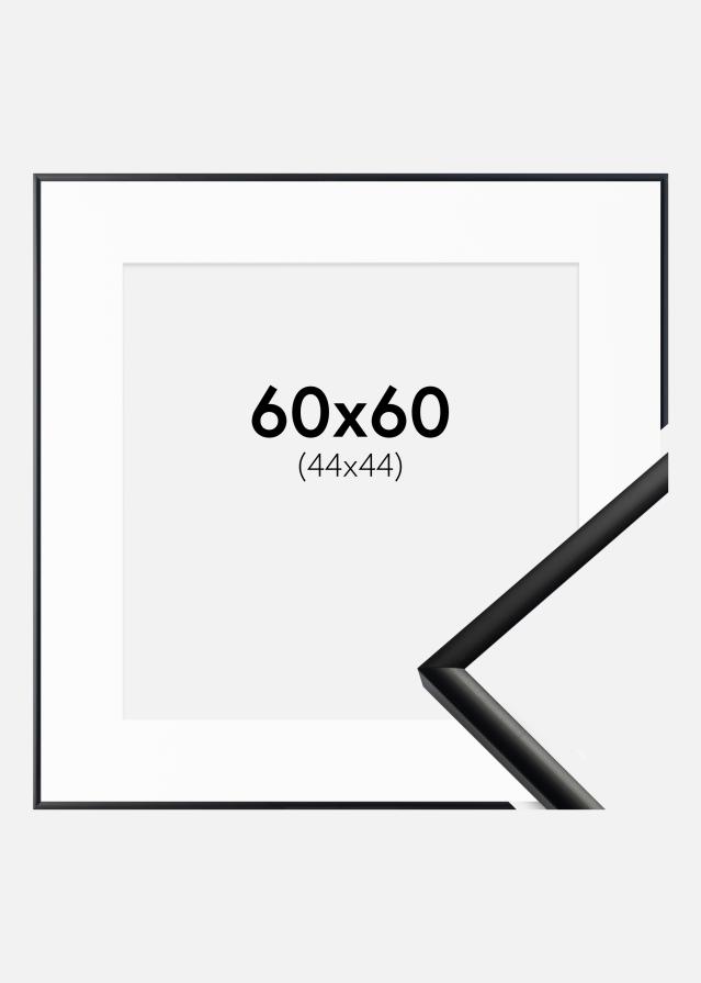 Ram med passepartou Fotolijst New Lifestyle Mat Zwart 60x60 cm - Passe-partout Wit 45x45 cm