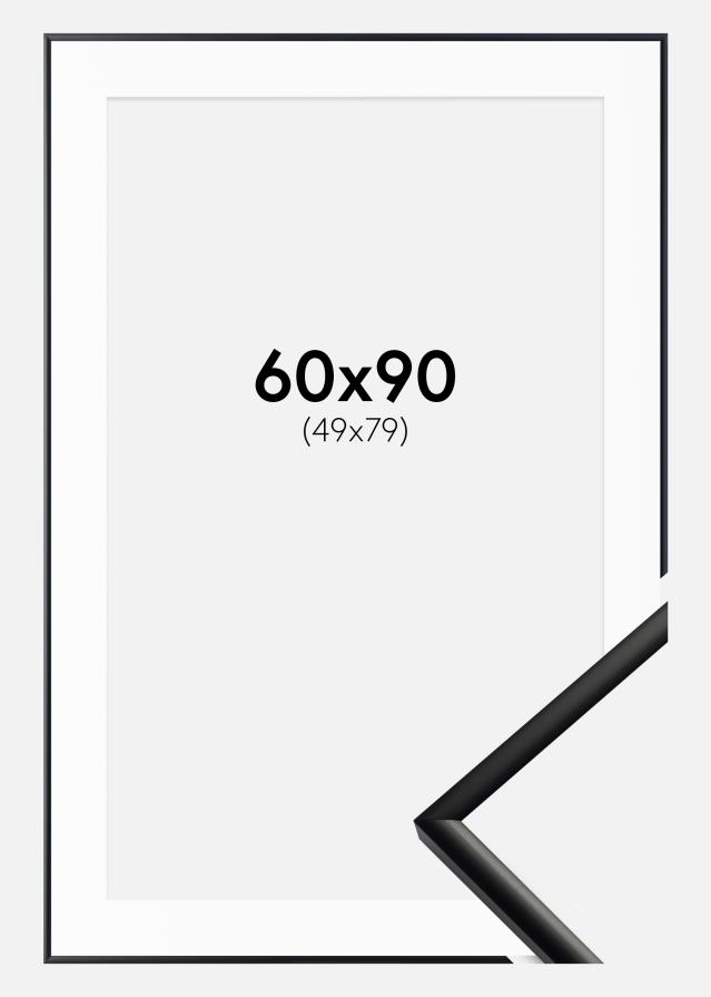 Ram med passepartou Fotolijst New Lifestyle Mat Zwart 60x90 cm - Passe-partout Wit 50x80 cm