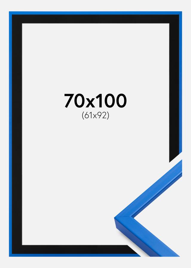 Ram med passepartou Fotolijst E-Line Blauw 70x100 cm - Passe-partout Zwart 62x93 cm
