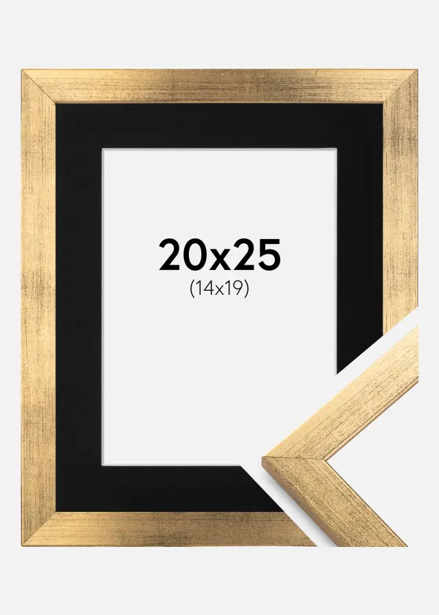 Ram med passepartou Fotolijst Stilren Goud 20x25 cm - Passe-partout Zwart 15x20 cm
