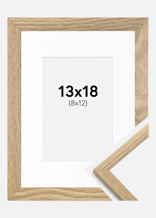 Ram med passepartou Fotolijst Trendy Eiken 13x18 cm - Passe-partout Wit 9x13 cm
