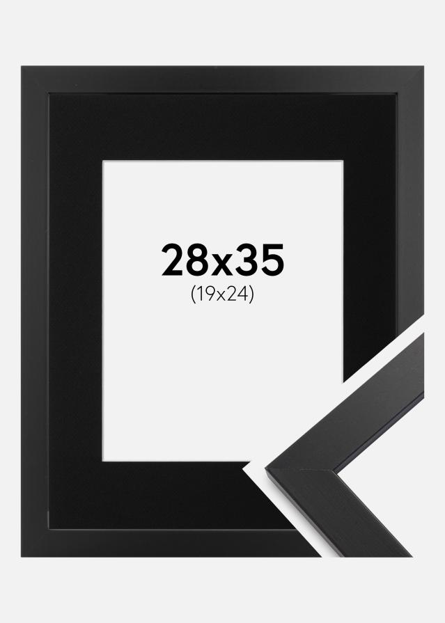 Ram med passepartou Fotolijst Black Wood 28x35 cm - Passe-partout Zwart 20x25 cm
