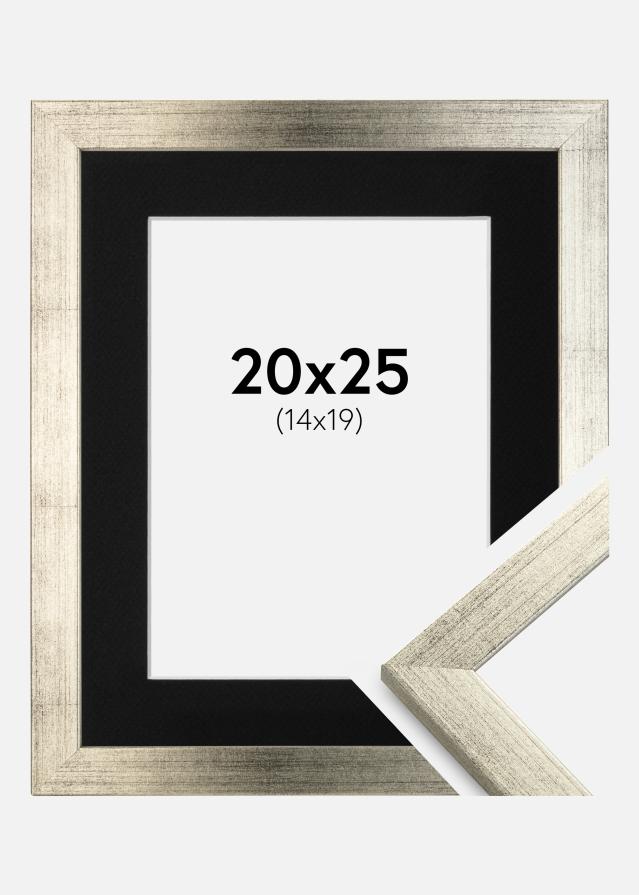 Ram med passepartou Fotolijst Stilren Zilver 20x25 cm - Passe-partout Zwart 15x20 cm