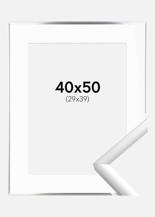 Ram med passepartou Fotolijst New Lifestyle Zilver 40x50 cm - Passe-partout Wit 30x40 cm