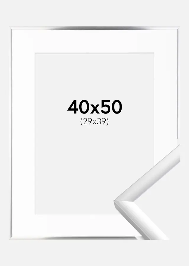Ram med passepartou Fotolijst New Lifestyle Zilver 40x50 cm - Passe-partout Wit 30x40 cm