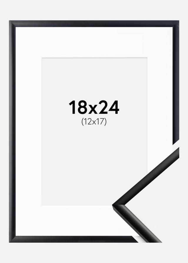 Ram med passepartou Fotolijst New Lifestyle Mat Zwart 18x24 cm - Passe-partout Wit 13x18 cm