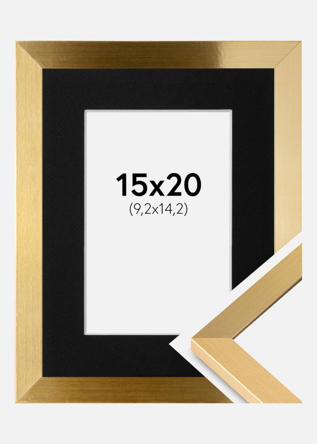 Ram med passepartou Fotolijst Selection Goud 15x20 cm - Passe-partout Zwart 4x6 inches