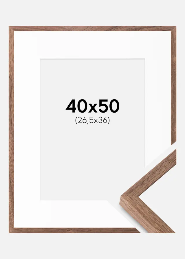 Ram med passepartou Fotolijst Soul Walnut Veneer 40x50 cm - Passe-partout Wit 27,5x37 cm
