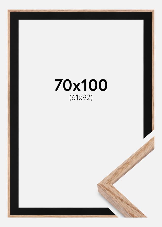 Ram med passepartou Fotolijst E-Line Eiken 70x100 cm - Passe-partout Zwart 62x93 cm