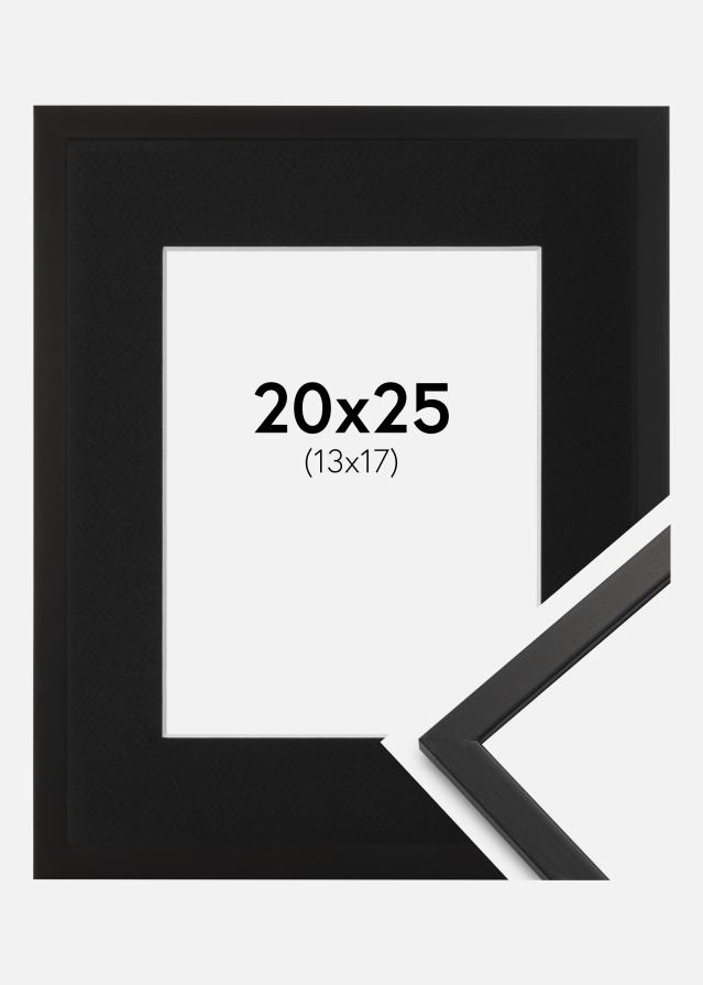 Ram med passepartou Fotolijst Edsbyn Zwart 20x25 cm - Passe-partout Zwart 14x18 cm