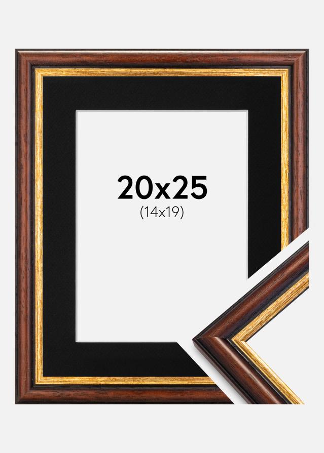 Ram med passepartou Fotolijst Siljan Bruin 20x25 cm - Passe-partout Zwart 15x20 cm