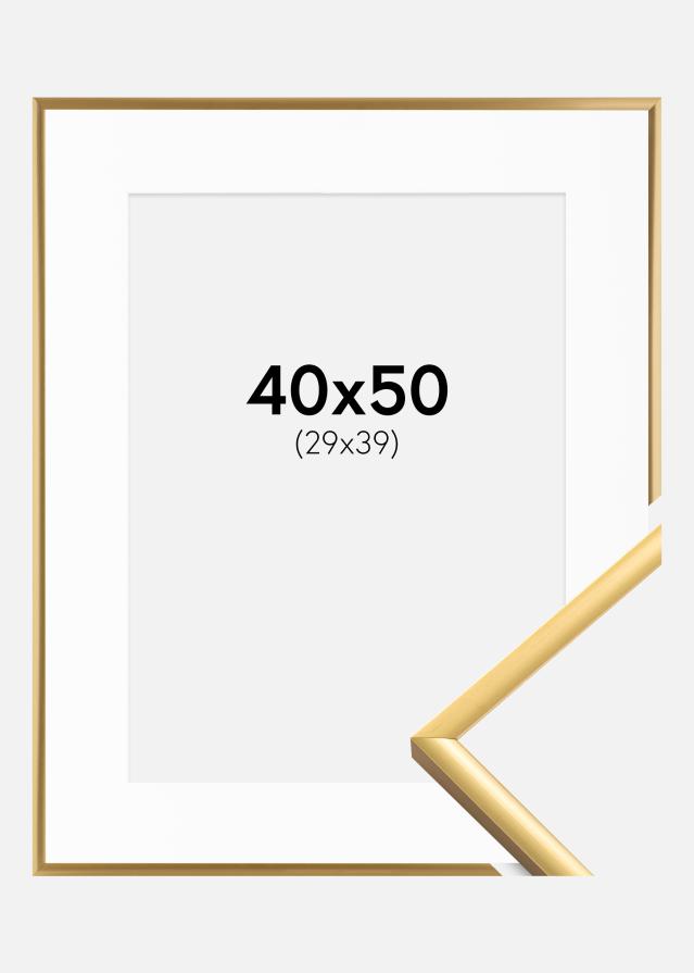 Ram med passepartou Fotolijst New Lifestyle Shiny Gold 40x50 cm - Passe-partout Wit 30x40 cm