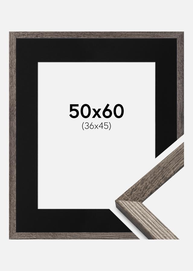 Ram med passepartou Fotolijst Fiorito Walnoot 50x60 cm - Passe-partout Zwart 37x46 cm