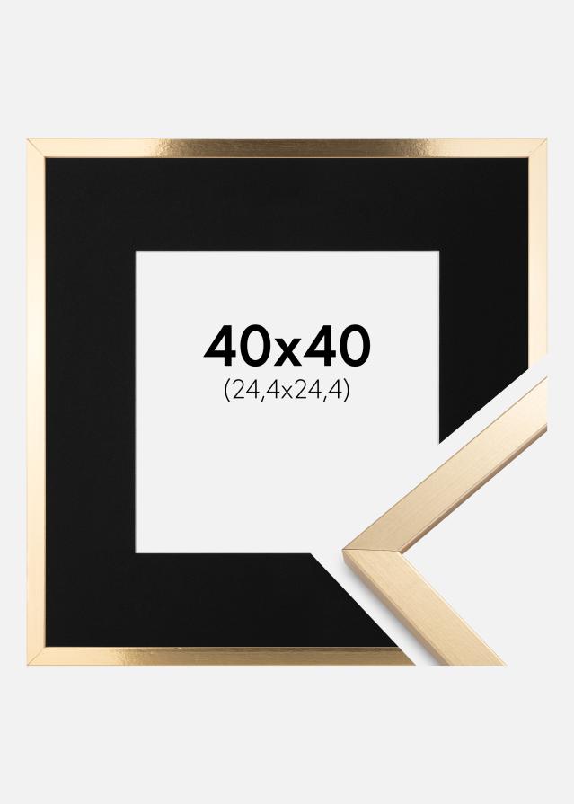 Ram med passepartou Fotolijst Trendy Goud 40x40 cm - Passe-partout Zwart 10x10 inches