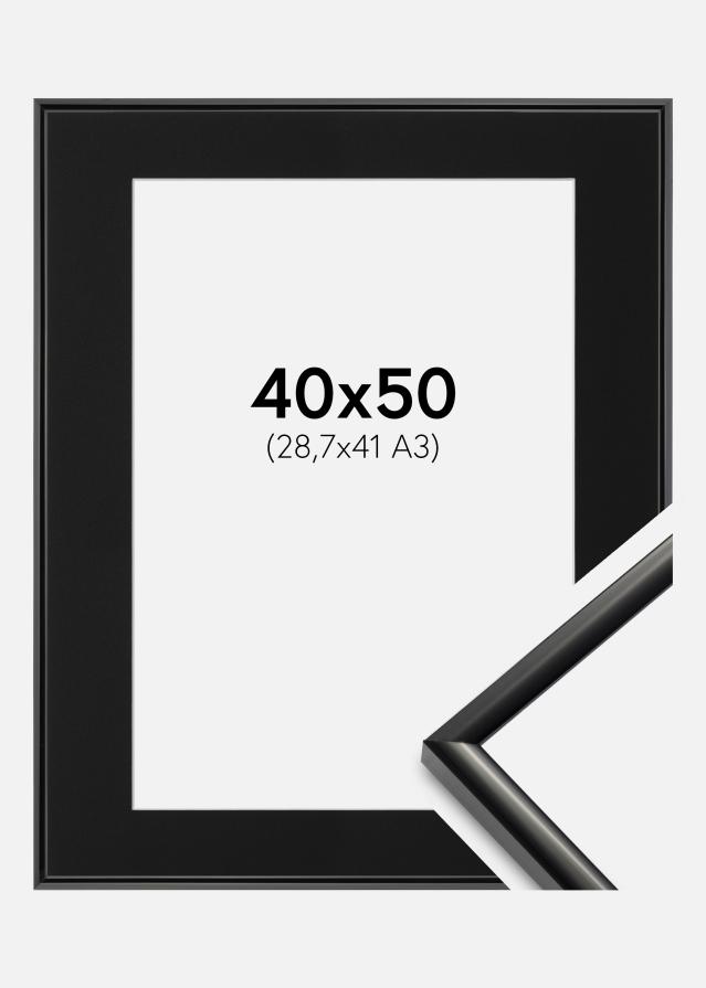 Ram med passepartou Fotolijst New Lifestyle Zwart 40x50 cm - Passe-partout Zwart 29,7x42 cm (A3)