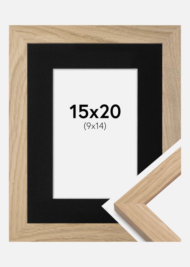 Ram med passepartou Fotolijst Oak Wood 15x20 cm - Passe-partout Zwart 10x15 cm