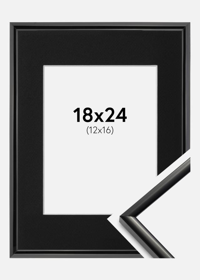 Ram med passepartou Fotolijst New Lifestyle Zwart 18x24 cm - Passe-partout Zwart 13x17 cm