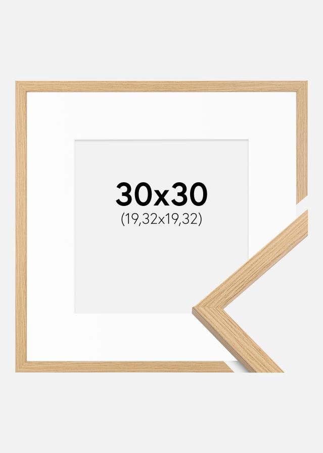 Ram med passepartou Fotolijst Galant Eiken 30x30 cm - Passe-partout Wit 8x8 inches