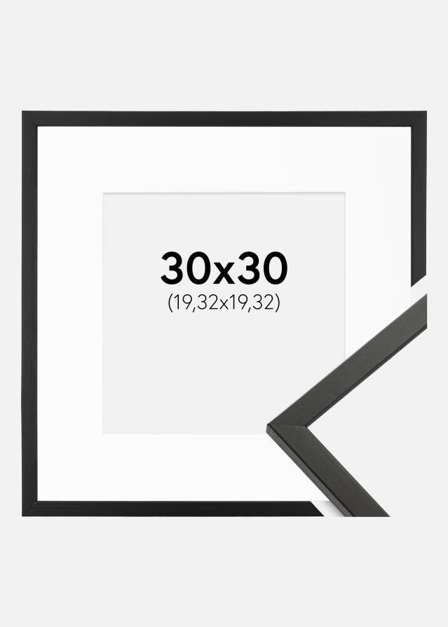 Ram med passepartou Fotolijst Galant Zwart 30x30 cm - Passe-partout Wit 8x8 inches